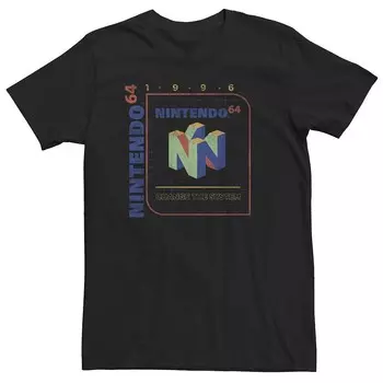 Big & Tall Nintendo 64 1996 г. Футболка «Измени систему» Licensed Character, черный