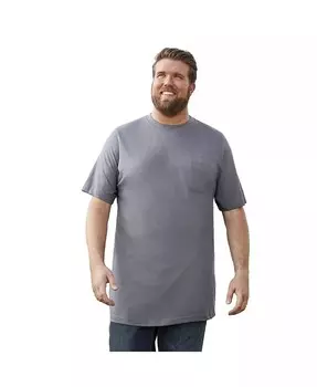 Big & Tall от KingSize Тяжелая футболка с длинным карманом и круглым вырезом Boulder Creek, мультиколор