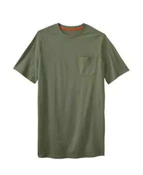 Big & Tall от KingSize Тяжелая футболка с длинным карманом и круглым вырезом Boulder Creek, зеленый