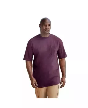 Big & Tall от KingSize Тяжелая футболка с длинным карманом и круглым вырезом Boulder Creek, фиолетовый