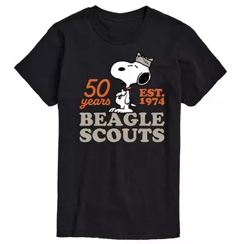 Big & Tall Peanuts Beagle Scouts, возраст 50 лет. Футболка 1974 года с графическим рисунком Licensed Character, черный