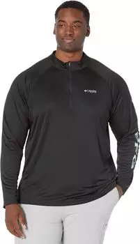 Big & Tall PFG Terminal Tackle, молния 1/4 Columbia, цвет Black/Gulf Stream Logo