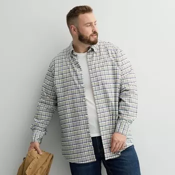 Big & Tall Sonoma Goods For Life Рубашка на пуговицах идеальной длины, цвет Ivory Navy