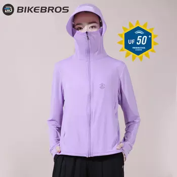 BIKEBROS солнцезащитная одежда женская куртка женская весенне-летняя солнцезащитная одежда одежда для кожи анти-УФ UPF50 + дышащая шаль с ощущением льда ледяной шелк солнцезащитная одежда [обычный стиль фиолетовый]