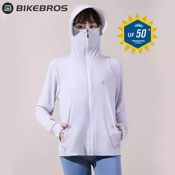 BIKEBROS солнцезащитная одежда женская куртка женская весенне-летняя солнцезащитная одежда одежда для кожи анти-УФ UPF50 + дышащая шаль с ощущением льда ледяной шелк солнцезащитная одежда [обычный серый]