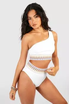 Бикини aztec tape с высокой посадкой Boohoo, белый