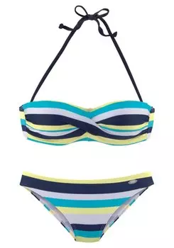 Бикини-бандо VENICE BEACH Bandeau Bikini, темно-синий/светло-синий