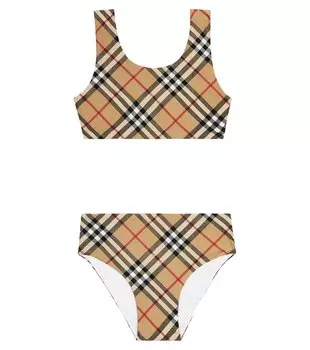 Бикини burberry в клетку Burberry Kids, бежевый