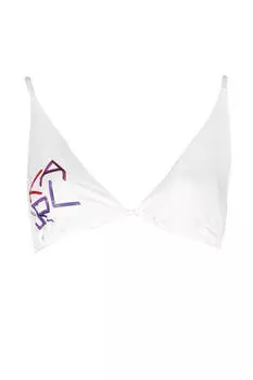 Бикини бюстгальтер треугольник Karl Lagerfeld Beachwear с контрастной надписью, белый