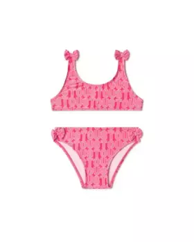 Бикини для девочки с принтом и линейным логотипом Tous, коралловый