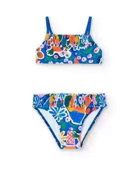 Бикини для девочки с принтом и регулируемыми тонкими бретельками Boboli, синий