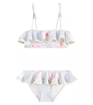 Бикини Halliday с цветочным принтом и оборками Zimmermann, синий