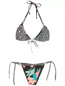 Бикини Hibiscus с принтом Amir Slama, черный