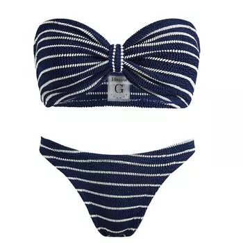 Бикини Hunza G Jean Bandeau Bikini, цвет Navy & White