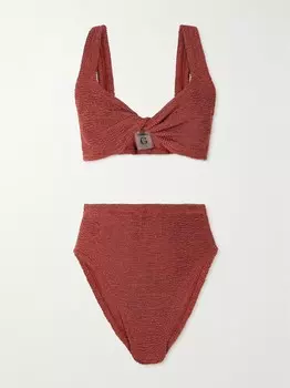 Бикини Jamie из жатой ткани цвета металлик с закрученной передней частью Hunza G