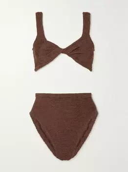 Бикини Jamie из жатой ткани цвета металлик с закрученной передней частью Hunza G