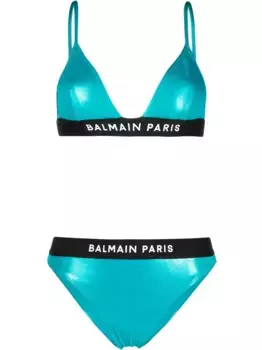Бикини на одно плечо с логотипом BALMAIN, синий