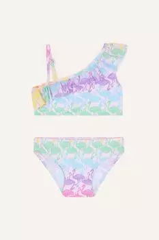 Бикини на одно плечо в полоску с фламинго Monsoon, розовый