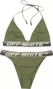 Бикини Off-White Logo Band Bikini 'Forest Green', зеленый