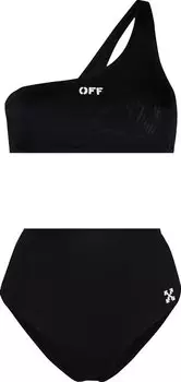 Бикини Off-White Off-Stamp One Shoulder Bikini 'Black/White', черный