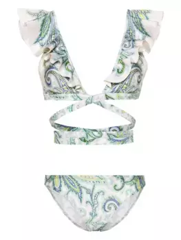 Бикини Ottie с запахом и оборками ZIMMERMANN, зеленый