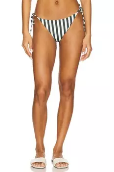 Бикини-плавки с завязками на шнурках Anemos, green & white vertical stripe