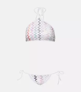 Бикини с асимметричным топом на завязках Missoni, разноцветный