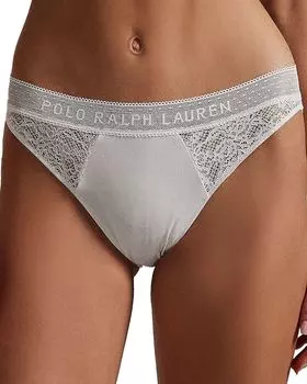 Бикини с кружевом и логотипом Polo Ralph Lauren, слоновая кость/кремовый