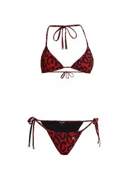 бикини с леопардовым принтом и треугольными чашечками DOLCE&GABBANA, неро