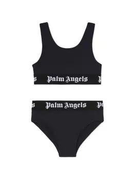 Бикини с логотипом на ленте Palm Angels Kids, черный