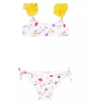 Бикини с оборками и цветочным принтом Monnalisa, разноцветный