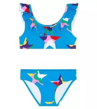 Бикини с оборками и принтом Stella McCartney Kids, синий
