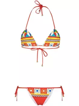 Бикини с треугольными чашками и геометричным принтом DOLCE & GABBANA, красный