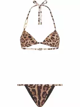 Бикини с треугольными чашками и леопардовым принтом DOLCE & GABBANA, коричневый