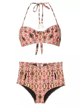 Бикини с вырезом халтер и цветочным принтом Amir Slama, красный
