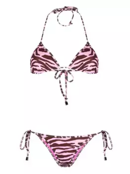 Бикини с зебровым принтом The Attico, коричневый