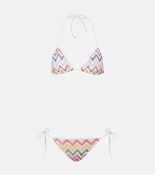 Бикини с зигзагообразным ламе Missoni, Multicolor w/White Base