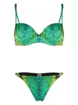 Бикини со змеиным принтом Noire Swimwear, зеленый