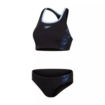 Бикини Speedo Women's Placement 2 Piece, цвет Black/Blue
