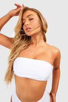 Бикини-топ-бандо Essentials boohoo, белый