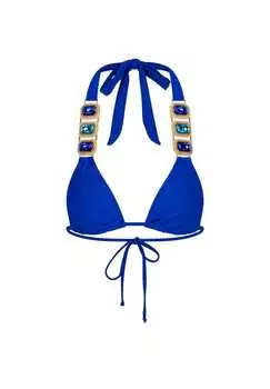 Бикини-Топ Boujee с треугольным вырезом и стильной отделкой из камней Moda Minx, цвет azure