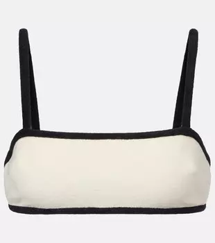 Бикини-топ из хлопкового махрового трикотажа Adriana Degreas, белый