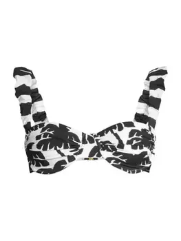 Бикини-топ на косточках кокосового цвета с оборками Farm Rio, цвет off white