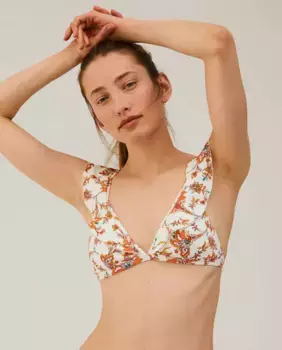 Бикини-топ с цветочным принтом и рюшами Bohodot, оранжевый