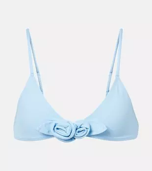 Бикини топ с цветочными аппликациями Coperni, синий