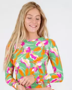 Бикини-топ с длинными рукавами и принтом на подкладке Ro de Sol, мультиколор