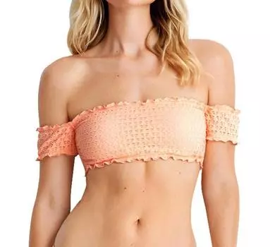 Бикини-топ с открытыми плечами цвета морской персик Seafolly, цвет sea peach