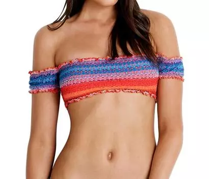 Бикини-топ с открытыми плечами цвета морской волны Seafolly, цвет sea red