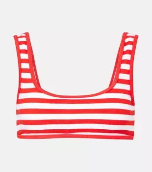 Бикини топ с полосками и закруглёнными краями из махровой ткани Jade Swim, Red Stripe