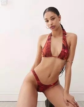 Бикини-топ с принтом гибискуса Motel Cerry красного цвета